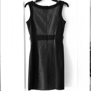 Black and grey sleeveless work dress